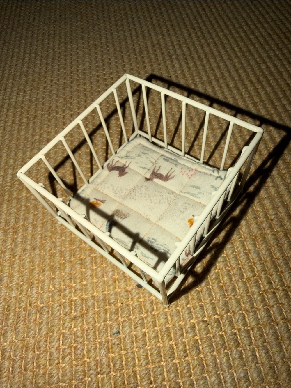 Maileg Metal Baby Crib with Patterned Cushion